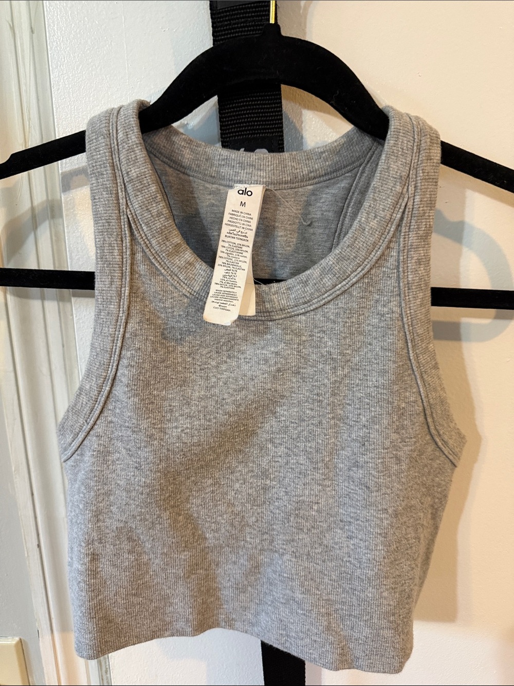 ALO Yoga Grey Ribbed Cropped Tank
